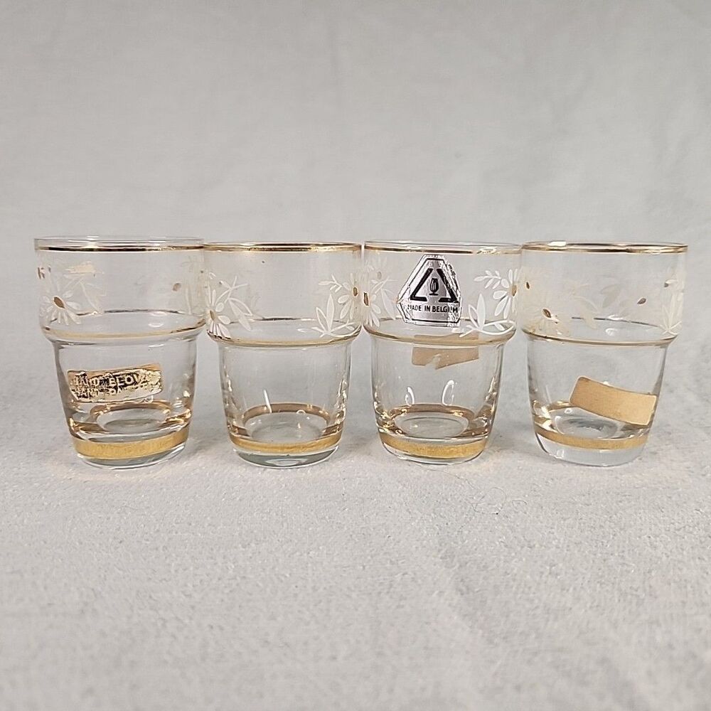Shot Glasses Set of 4 Int. Gift of the Month Club Belgian Hand Blown Painted